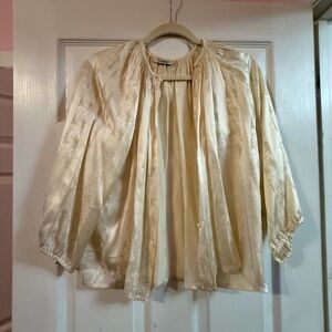 Tucker Cream Women's Blouse 100% Silk